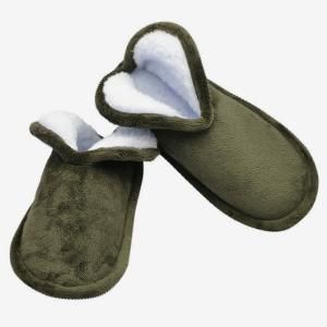 Тапочки Меркуры из овечьего меха с велюровым верхом Артемида (оливковый)