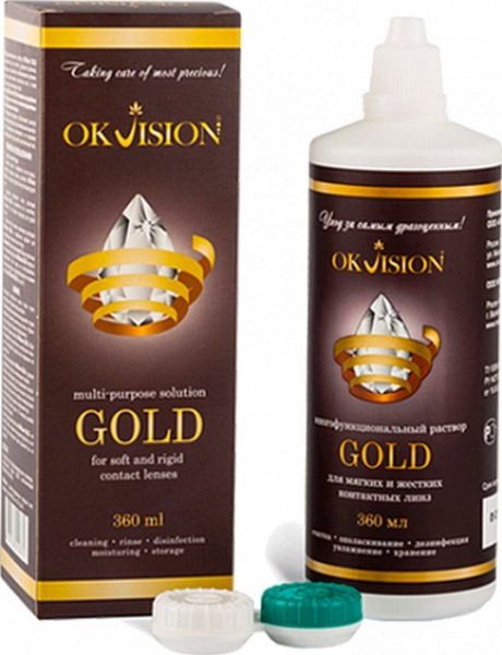 Раствор Okvision Gold для линз многофункциональный 360мл + Контейнер фотография