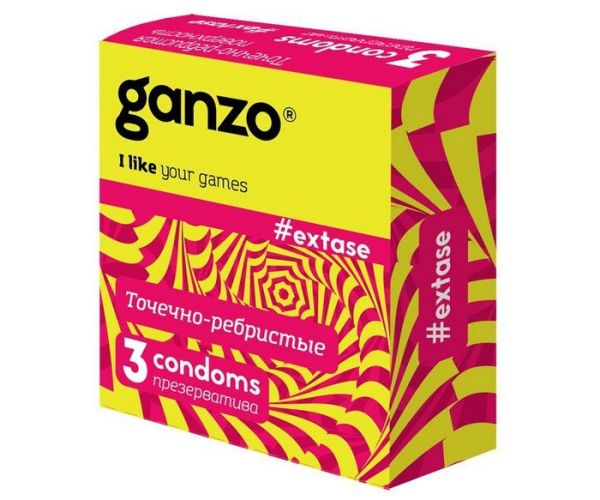 Презерватив Ganzo точечно-ребристые 3шт фотография